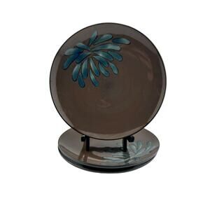 Pier 1 Blue Mum Stoneware Salad Dessert Plates Set of 3